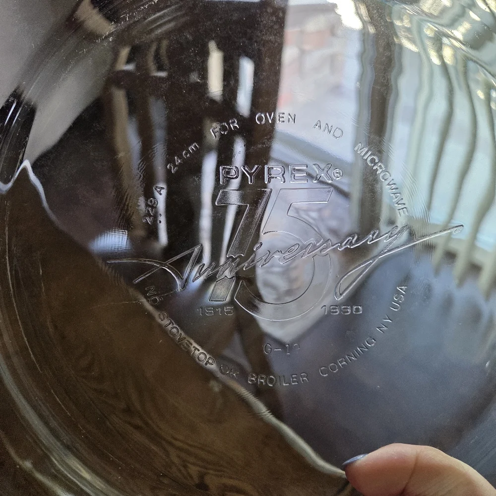 Pyrex 75th Anniversary Pie Plate 1990 Clear Glass
